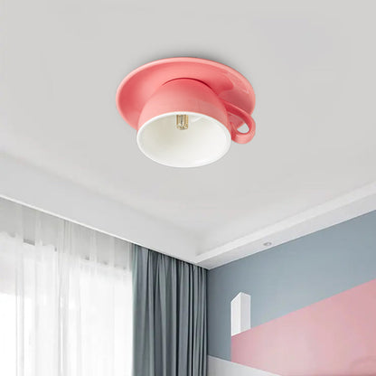 Ceramic Cup Style Flush Mount Ceiling Light | Modern Decorative Lamp