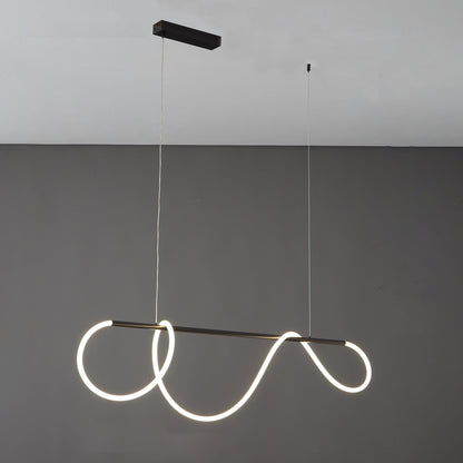 Modern Rope LED Linear Chandelier Ceiling Light | Minimalist Dining Room Lighting