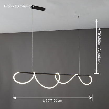 Modern Rope LED Linear Chandelier Ceiling Light | Minimalist Dining Room Lighting