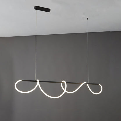 Modern Rope LED Linear Chandelier Ceiling Light | Minimalist Dining Room Lighting