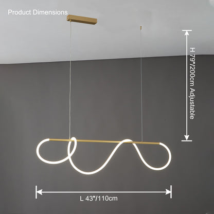 Modern Rope LED Linear Chandelier Ceiling Light | Minimalist Dining Room Lighting