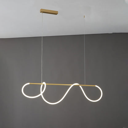 Modern Rope LED Linear Chandelier Ceiling Light | Minimalist Dining Room Lighting