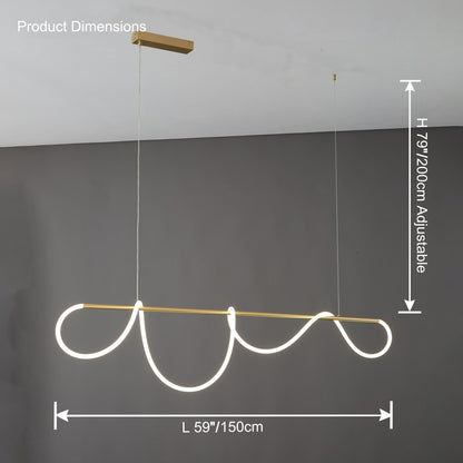 Modern Rope LED Linear Chandelier Ceiling Light | Minimalist Dining Room Lighting