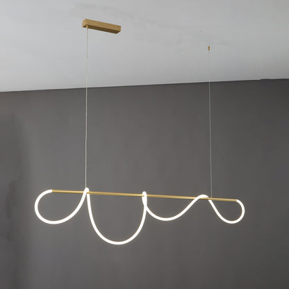 Modern Rope LED Linear Chandelier Ceiling Light | Minimalist Dining Room Lighting