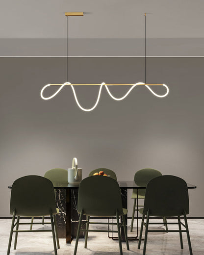 Modern Rope LED Linear Chandelier Ceiling Light | Minimalist Dining Room Lighting