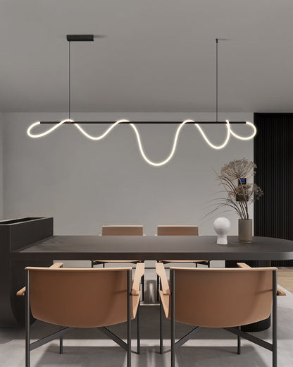 Modern Rope LED Linear Chandelier Ceiling Light | Minimalist Dining Room Lighting