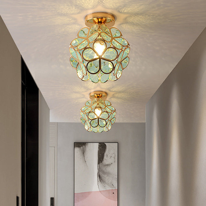 Glass Flower Ceiling Lamp | Elegant Decorative Light for Hallway or Bedroom
