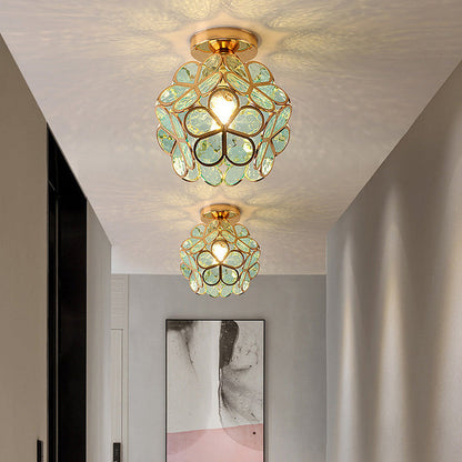 Glass Flower Ceiling Lamp | Elegant Decorative Light for Hallway or Bedroom