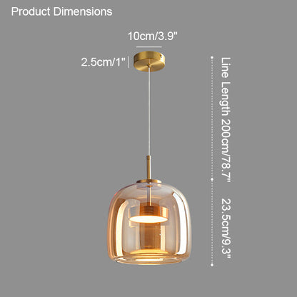Modern Drum Glass Pendant Ceiling Light | Elegant Hanging Lamp for Dining Room