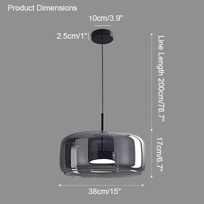 Modern Drum Glass Pendant Ceiling Light | Elegant Hanging Lamp for Dining Room