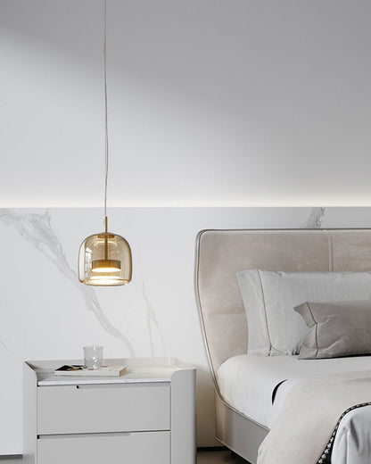 Modern Drum Glass Pendant Ceiling Light | Elegant Hanging Lamp for Dining Room