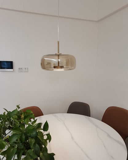 Modern Drum Glass Pendant Ceiling Light | Elegant Hanging Lamp for Dining Room