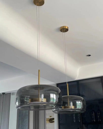 Modern Drum Glass Pendant Ceiling Light | Elegant Hanging Lamp for Dining Room