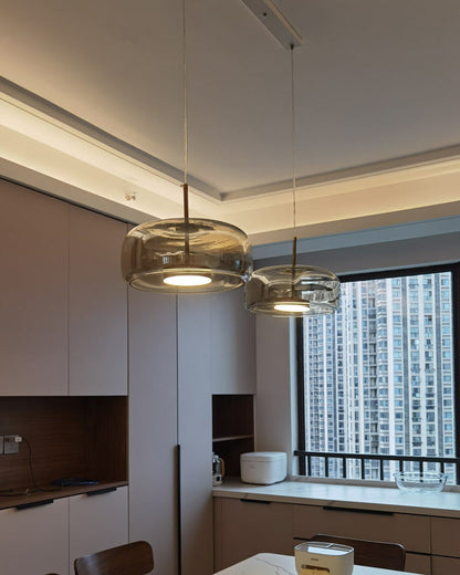 Modern Drum Glass Pendant Ceiling Light | Elegant Hanging Lamp for Dining Room