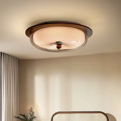 Glass and Wood Ceiling Light | Scandinavian LED Lamp for Bedroom and Living Room