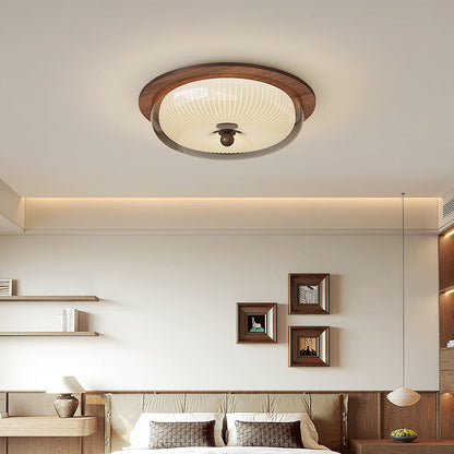 Glass and Wood Ceiling Light | Scandinavian LED Lamp for Bedroom and Living Room
