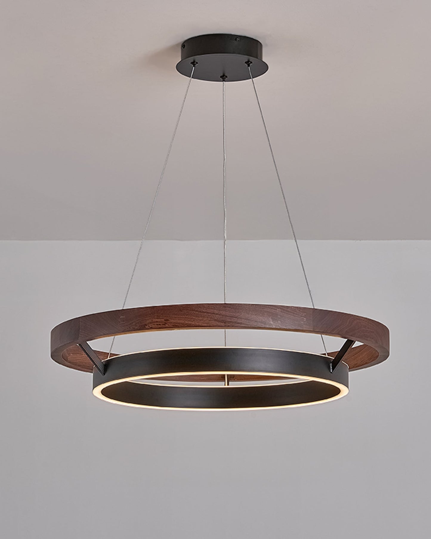 Modern Farmhouse Wood LED Circular Chandelier Ceiling Light | Dining Room Lighting