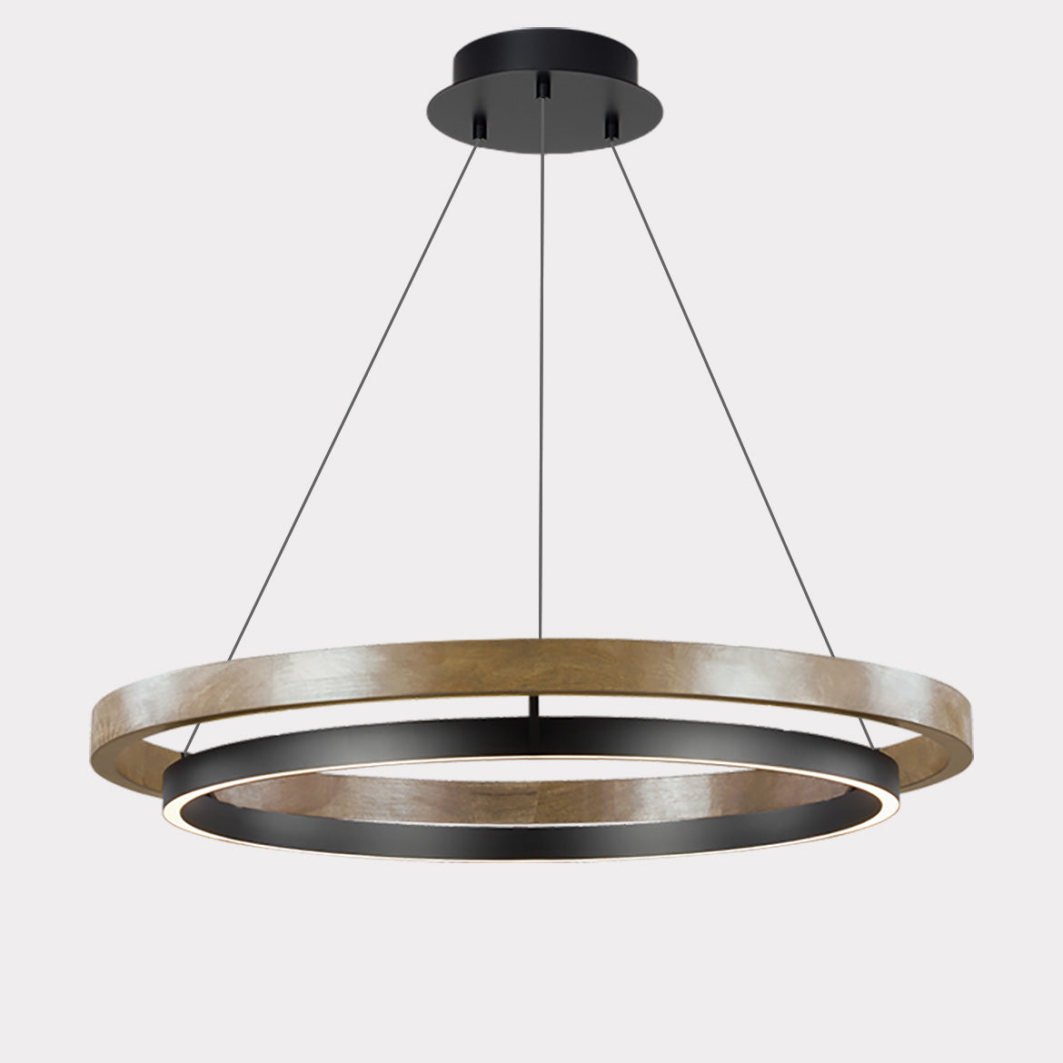Modern Farmhouse Wood LED Circular Chandelier Ceiling Light | Dining Room Lighting