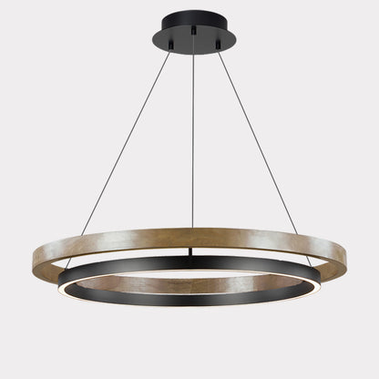 Modern Farmhouse Wood LED Circular Chandelier Ceiling Light | Dining Room Lighting