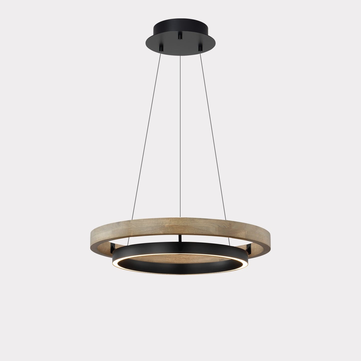 Modern Farmhouse Wood LED Circular Chandelier Ceiling Light | Dining Room Lighting