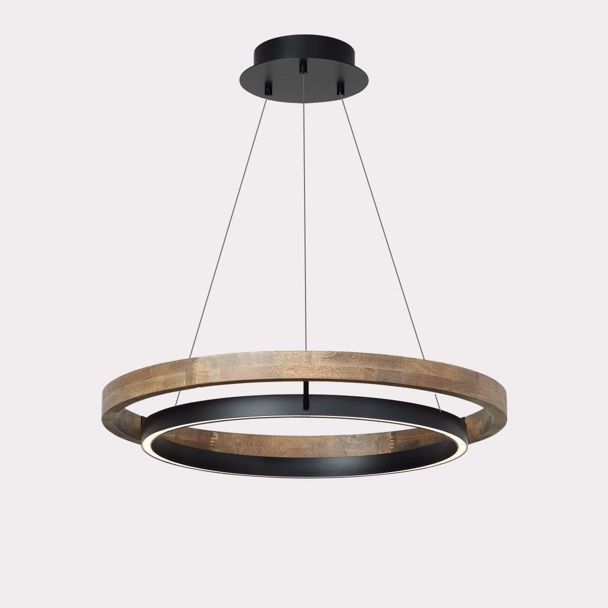 Modern Farmhouse Wood LED Circular Chandelier Ceiling Light | Dining Room Lighting