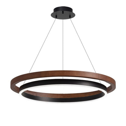 Modern Farmhouse Wood LED Circular Chandelier Ceiling Light | Dining Room Lighting