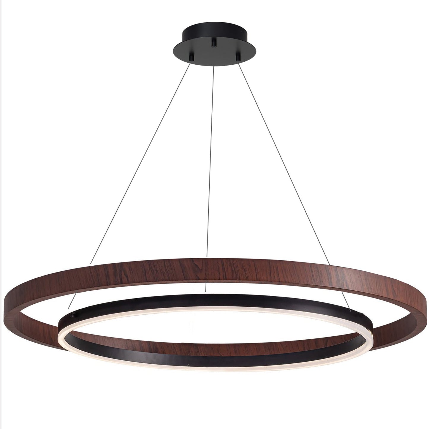 Modern Farmhouse Wood LED Circular Chandelier Ceiling Light | Dining Room Lighting