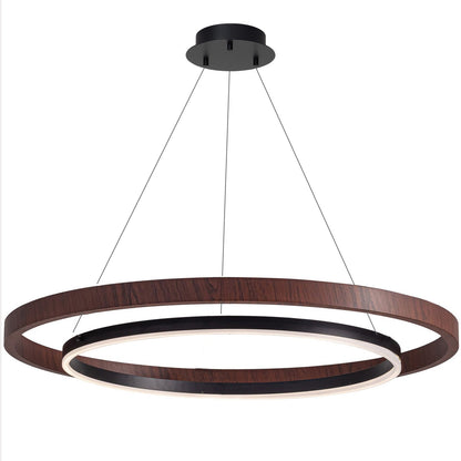 Modern Farmhouse Wood LED Circular Chandelier Ceiling Light | Dining Room Lighting