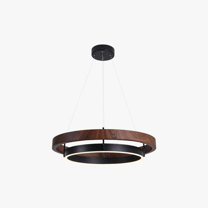 Modern Farmhouse Wood LED Circular Chandelier Ceiling Light | Dining Room Lighting