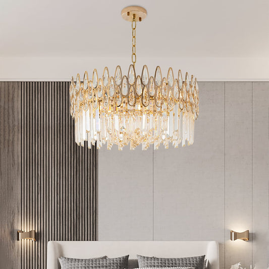 Modern Gold Crystal Chandelier for Living Room | Elegant Ceiling Light