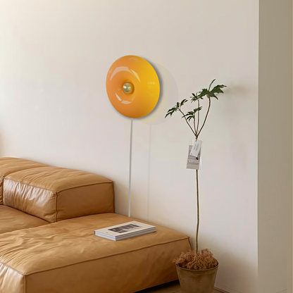 Modern Round Glass Wall Lamp with Donut Design | Touch LED Sconce for Bedroom