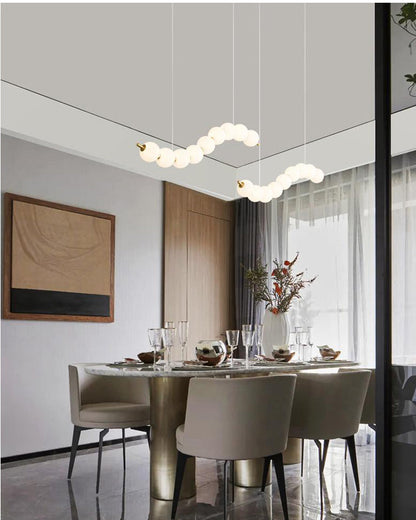 Modern Pearl Globe Chandelier Ceiling Light | Elegant Pendant Lamp for Dining Room