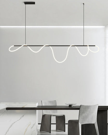 Modern Rope LED Linear Chandelier Ceiling Light | Minimalist Dining Room Lighting