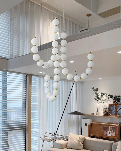Modern Pearl Globe Chandelier Ceiling Light | Elegant Pendant Lamp for Dining Room