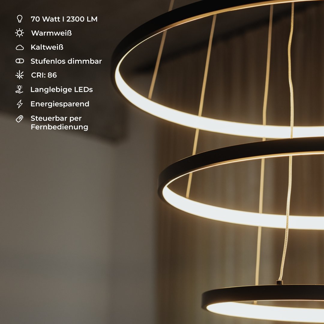 Adjustable Modern LED Chandelier | Contemporary Dimmable Dining Room Light