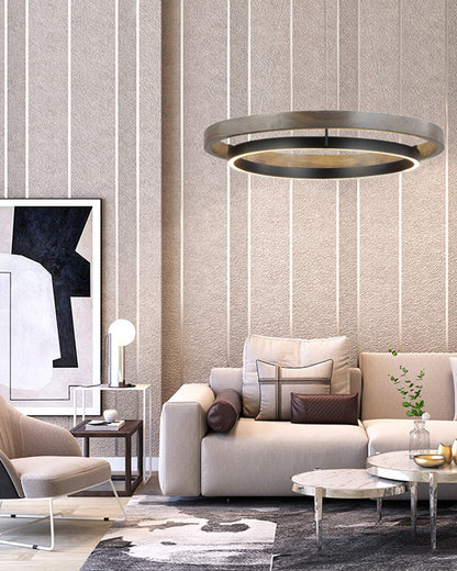 Modern Farmhouse Wood LED Circular Chandelier Ceiling Light | Dining Room Lighting