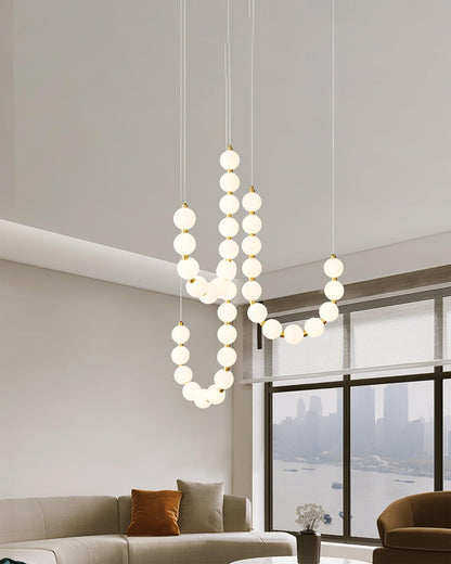 Modern Pearl Globe Chandelier Ceiling Light | Elegant Pendant Lamp for Dining Room