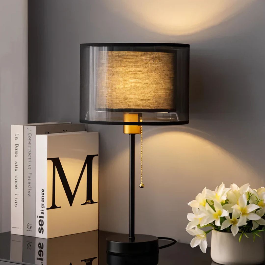 Vintage Fabric Table Lamp | Warm Light Bedside and Desk Lamp