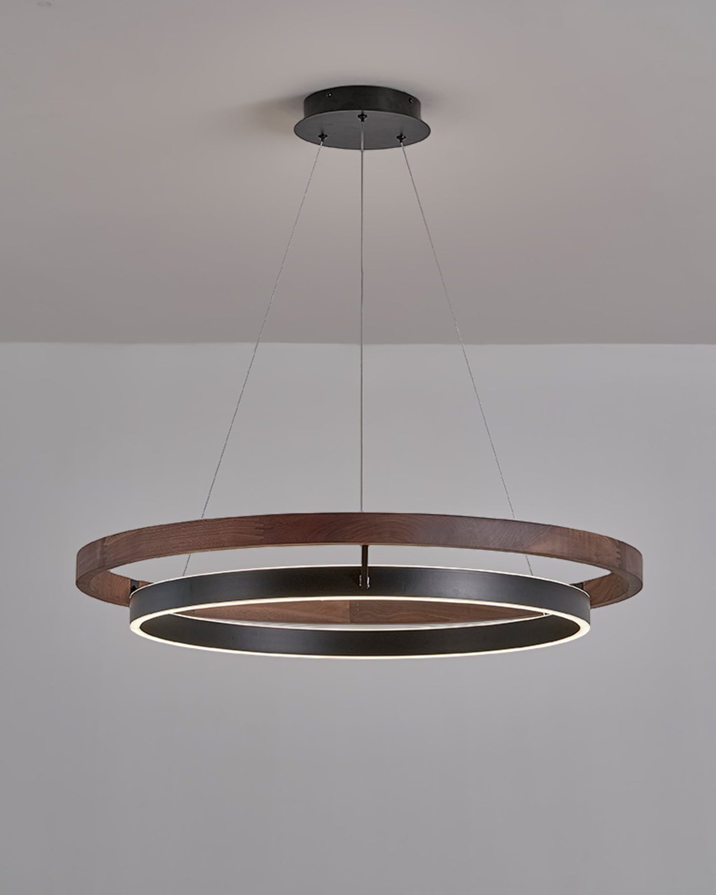 Modern Farmhouse Wood LED Circular Chandelier Ceiling Light | Dining Room Lighting