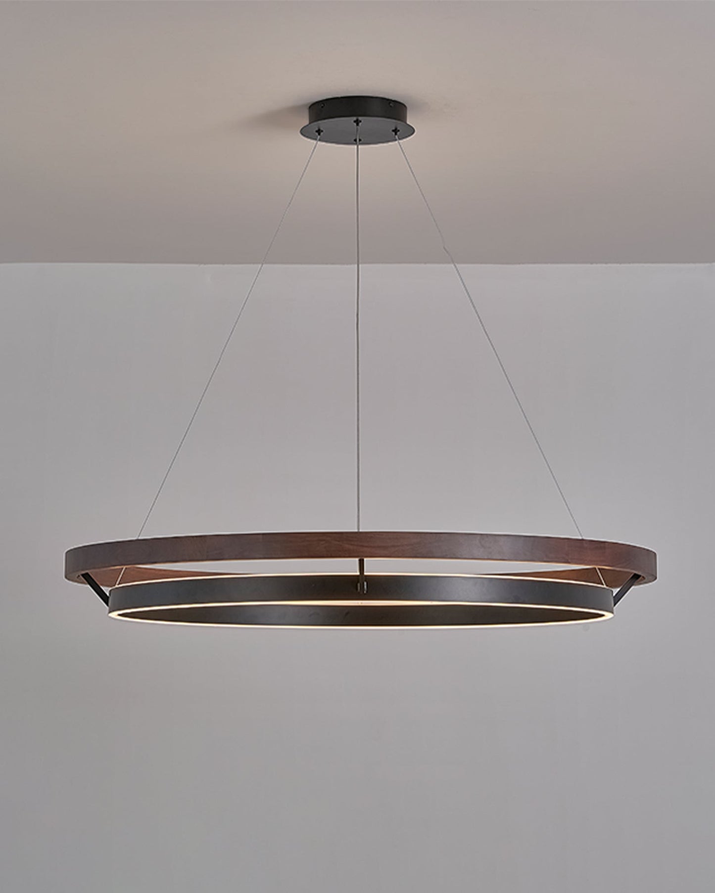 Modern Farmhouse Wood LED Circular Chandelier Ceiling Light | Dining Room Lighting