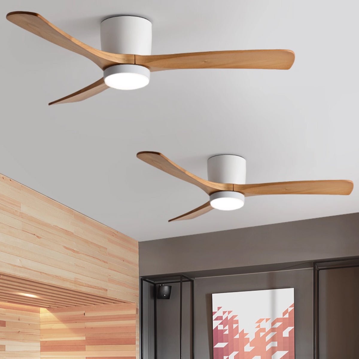 Modern Nordic Wooden Ceiling Fan with LED Light | Quiet Bedroom Ceiling Lamp