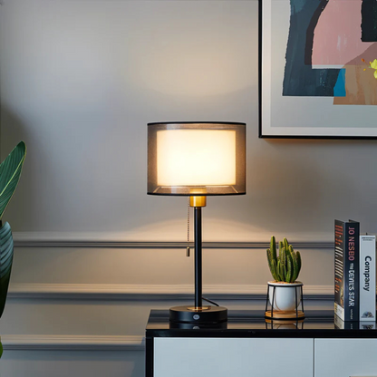 Vintage Fabric Table Lamp | Warm Light Bedside and Desk Lamp