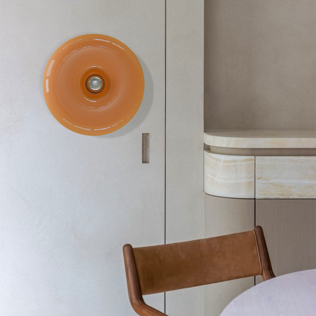 Modern Round Glass Wall Lamp with Donut Design | Touch LED Sconce for Bedroom