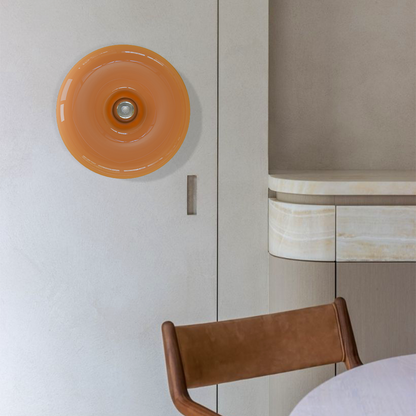 Modern Round Glass Wall Lamp with Donut Design | Touch LED Sconce for Bedroom