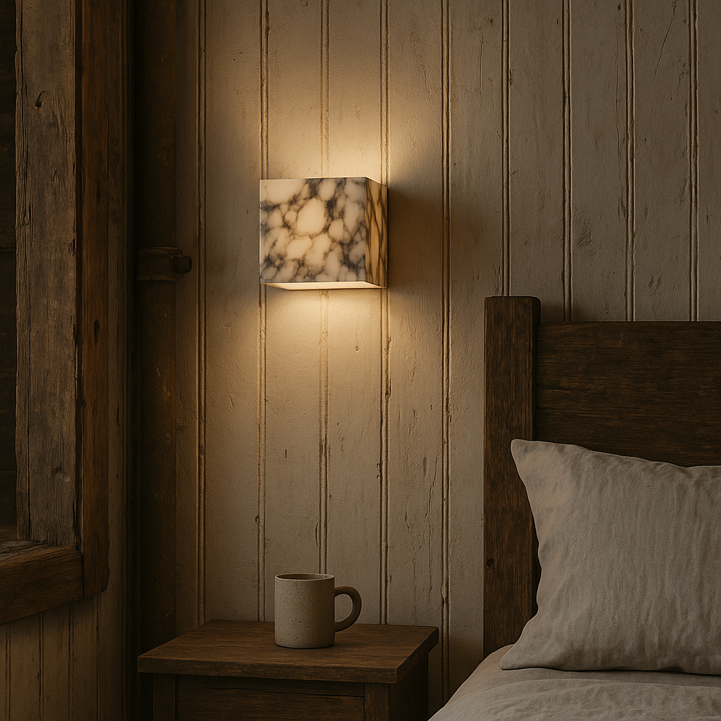 Marble Cube Wall Light for Bedroom | Modern LED Sconce