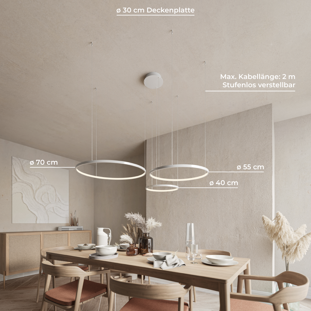 Modern LED Ring Chandelier | Contemporary Dimmable Dining Room Ceiling Light
