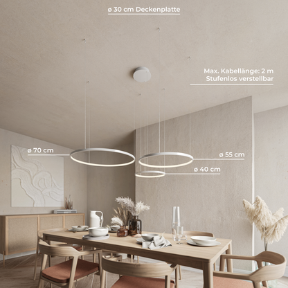 Modern LED Ring Chandelier | Contemporary Dimmable Dining Room Ceiling Light