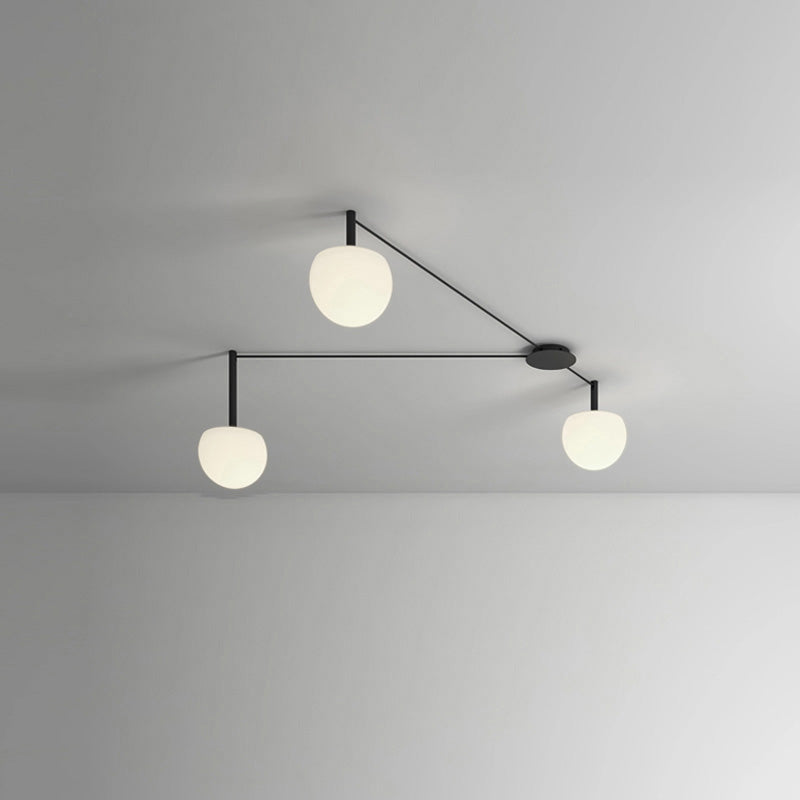 Frosted Glass Globe Ceiling Light for Living Room | Modern Decorative Chandelier Lamp