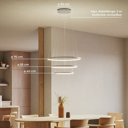 Adjustable Modern LED Chandelier | Contemporary Dimmable Dining Room Light