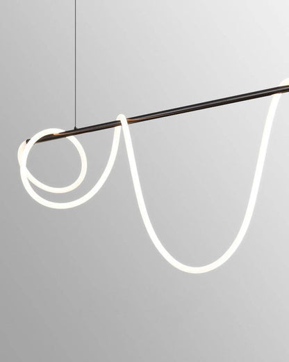 Modern Rope LED Linear Chandelier Ceiling Light | Minimalist Dining Room Lighting